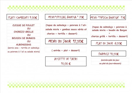 Menus  Bodega